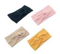 Beaupretty 4Pièces Bandeau Sport Coton Élastique Accessoires de Tête Croix Noeud Vert Noirâtre Gingembre Beige Rose pour Yoga et Activités