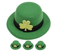Beaupretty 4pièces Lot De Épingle Chapeau Forme Vert Pour Saint-patrick De Pinces à Cheveux Décorées De Trèfles Accessoire De Coiffure Pour Femmes Et Famille