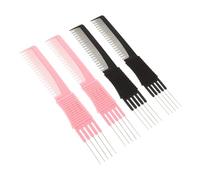 Beaupretty 4pièces Peigne à Taquinerie Fibre De Ensemble Pour Coiffure Peigne Extra Avec Métallique Outil De Séparation Volumisation Pour Cheveux Bouclés Et Élégantes