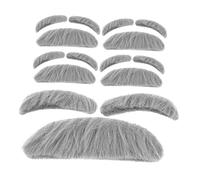Beaupretty 5 Ensembles Set de Fausses Barbes et Moustaches Auto-adhésives Gris pour Cosplay Vieil Homme Accessoires de Fête Halloween et Déguisement Styles Variés pour Adultes et Garçon Fille