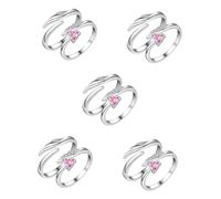Beaupretty 5 Paires De Bagues En Forme De Cœur Pour La Saint-Valentin Bagues Tendance Pour Femmes Bijoux Pour Couples Bagues Ailes Bijoux Pour Couples Bagues Ouvertes En Et