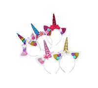 Beaupretty 5 Pièces Bandeaux Élastiques Licorne pour Garçon Fille avec Motifs Floraux Serre-têtes Set D’accessoires de Coiffure pour Fêtes et Spectacles