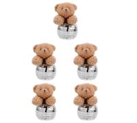 Beaupretty 5 Pièces Décoration Ours Disco en Verre pour Table, Effet | Figurine D'animal Stylée, Effet Lumineux et Ombré Captivant, Décoration Polyvalente pour Tables de Dîner