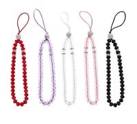 Beaupretty 5 pièces Dragonne Téléphone Perles Cristal Bracelet Poignet Anti-perte Décoration Suspendue Colorée Accessoire Ornement Portable Polyvalent pour Femme