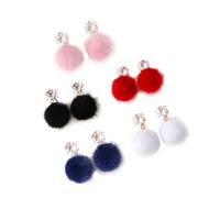 Beaupretty 5Paires Boucles Oreilles Fluffy Pompom pour Femmes Lot de Bijoux Faux Élégants pour Anniversaire et Décoration de Look