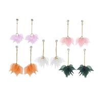 Beaupretty 5paires Lot De Boucles Oreilles Pendantes Pétale Fleur Femme Longues Multicouches