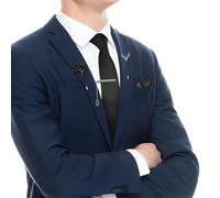 Beaupretty 5pièces Cravate Homme Et Pochette avec Broche Et Épingle De Revers pour Costume Formel Pince à Cravate Incluse
