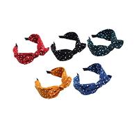 Beaupretty 5pièces Lot De Bandeaux Noeud à Pois Avec Oreilles De Lapin Accessoires Cheveux Femmes Et Filles Pour Fêtes Et Quotidien Serre-têtes Déco Colorés Jaune Noir Rouge Bleu Marine Vert