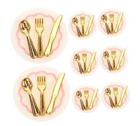 Beaupretty 6 Ensembles Mini Dollhouse Tableware Accessories Miniature Plates Forks Spoons and Cutters for Dollhouse Kitchen and Dining Decor Plates with Utensils