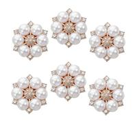 Beaupretty 6 Pièces Button Covers With Rhinestone Pearl Flower Design Alloy Decorative Shirt Studs For Men And Women Detachable Sleeve Embellishments For Jeans And Dress Shirts