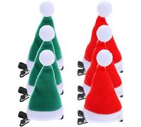 Beaupretty 6 Pièces Épingle à cheveux chapeau de Noël petit chapeau de noel clips de noël barrette noel barette noel accessoires pour cheveux de Noël barrettes de noel pour femmes flanelle