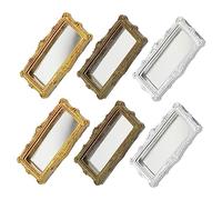 Beaupretty 6 pièces Miniature Resin Doll House Mirrors Set Vintage Square Design Bronze Tiny Mini House Accessories for Pretend Play and Home Decor