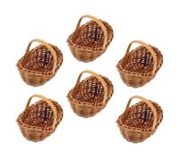 Beaupretty 6 Pièces Panier Miniature en Rotin Tressé avec Poignée | Panier Petit Chaperon Rouge, Mini Panier Déco, Fleurs et Fruits, Léger, Respirant, Différences de Couleur