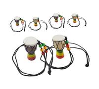 Beaupretty 6 Pièces Pendentifs Tambour Africain Miniatures Bois Set de Colliers Artisanaux Peau de Chèvre Souvenirs Portables pour Adultes et Garçon Fille Bijoux Percussion Traditionnels pour