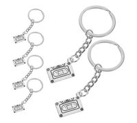 Beaupretty 6 Pièces Porte-clés Cassette Vintage Argenté Miniatures Rétro Style pour Sacs Sacs à Dos et Accessoires de Fête Rétro