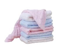 Beaupretty 6 pièces Serviettes Mousseline de Coton Pur Carrés Absorbants pour Garçon Fille Débarbouillettes Douces et Respirantes Nés Couleur Blanc Bleu et Rose