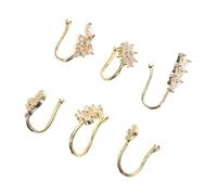 Beaupretty 6 Pièces Shaped Non Pierced Nose With Zirconia For Men And Women Adjustable Faux Nose Jewelry Heart Star And Moon Designs