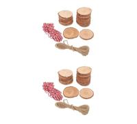 Beaupretty 60 Pièces Cercles en Bois Ronds, Rondins Non Finition pour | Surface Lisse, Trou Prépercé, Usage Décoratif Maison et Extérieur, Cordons en Jute et Coton Inclus