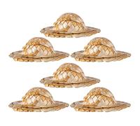 Beaupretty 6pcs Piques à Cocktail Chapeaux de Paille Miniatures en Rotin Décoration Alimentaire Fête pour Glace et Carrés de Fromage Style Rustique pour Holiday et Party