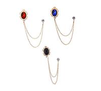 Beaupretty 6pièces Broche Gemmes Pour Hommes Avec Chaînes Épinglette Pour Costume De Bleu Noir Accessoires De Mode Pour Élégance Et Style