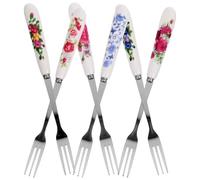 Beaupretty 6pièces Fourchettes à Dessert Inox avec Poignée Céramique Branches pour Fruits Gâteaux Salades Modèles Thématiques Alhambra Rose Impérial Fleurs Lot Réutilisable et Compact