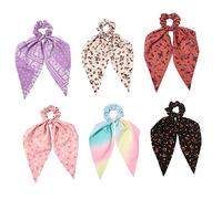 Beaupretty 6pièces Ruban Élastique Pour Cheveux Avec Motif Fleur Accessoire Coiffure Souple Et Résistant Pour Filles Et Femmes Adapté Cheveux Longs Frisés Et Bouclés