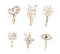 Beaupretty 6pièces U-shaped Non Pierced Nose Cuffs Adjustable Clips for Men and Women Cute Zirconia Heart Nose Jewelry