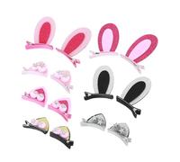 Beaupretty 7 Paires pince à cheveux oreille de lapin oreille de chat paillettes fille bandeaux bébé Barrettes mignonnes épingles à cheveux Coiffe de fille design oreille de lapin coton
