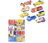 Beaupretty 8 pièces Puzzle Voiture Papier DIY Casse-tête Créatif pour Garçon Fille Éducatif Manuel Miniature Voiture Sport Safe