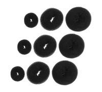Beaupretty 9 Pièces Donut pour Chignon en Nylon Noir, Protection Douce, Facile à Coiffer, Accessoires Élégants pour Femmes, Taille Petite, Moyenne et Grosse