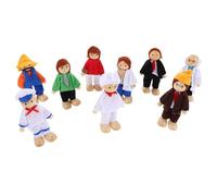 Beaupretty 9 Pièces Set de Poupées Bois Articulées pour Maison de Poupée Figurines Flexibles pour Jeu Imitation Métiers Variés Ouvrier Médecin Chef Jeu Éducatif pour Tout-Petits et