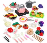 Beaupretty Accessoires de Cuisine Ensemble de Cuisine Imaginatif pour Garçon Fille avec Ustensiles Pots Poêles et Aliments à Découper pour Éducation Prénatale Jeu de Rôle des Tout Petits