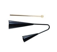 Beaupretty Agogo Bell Instrument à Percussion Double pour Garçon Fille Éducatif et Portable Cloche Musicale Traditionnelle Noire avec Baguette Bois pour Éveil Musical Garçon Fille