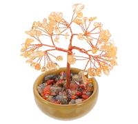 Beaupretty Arbre à Argenté Prospérité en Pierres Naturelles Concassées Jaune Citrine, Statuette Feng Shui Cristal pour Décoration Maison et Bureau, Ornement Apaisant et Bien-être Spirituel
