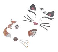 Beaupretty Autocollants Visage Animaux 4 Pcs Chat et Renard Pailletés Strass Décorations Fête Maquillage Carnaval Anniversaire Filles Sécurité Peau
