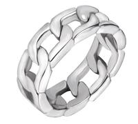 Beaupretty Bague Chaîne à Maillons Gourmette en Acier Titane Creux Taille 11 Couleur Gris Acier Bague Masculine Épaisse et Personnalisée Bijou pour Homme