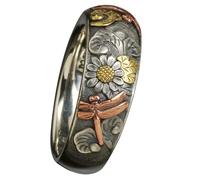Beaupretty Bague Femme Délicate Rétro avec Motif Fleur et Libellule Anneau Fin Élégant pour Fête Anniversaire et Usage