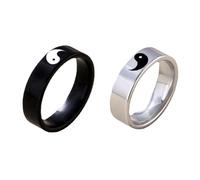 Beaupretty Bagues Yin Yang Assorties pour Couple Tai Chi en Acier Inoxydable, Anneaux Unisexes Taille Unique, Bijoux de Fiançailles pour Hommes et Femmes, Symbole D’équilibre ’harmonie