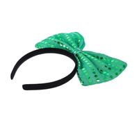 Beaupretty Bandeau Cheveux Femme Pailleté Vert avec Nœud Extra Large Bandeau Élastique Mode pour Fêtes de Saint Patrick et Usage Accessoire Coiffure Délicat
