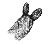 Beaupretty bandeau d'oreille de lapin cerceau de poils d'oreille de lapin bande de cheveux de lapin bandeau d'oreilles animales bandeaux d'oreille d'animal pour les femmes dentelle Noir