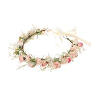 Beaupretty Bandeau Floral Bohème Rose avec Guirlande Légère et Ruban Décoratif, Couronne de Mariée et Demoiselle D’honneur, Accessoires pour Photos de Mariage et Événements Festifs