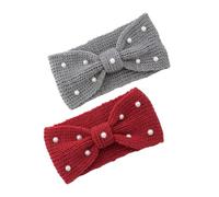 Beaupretty Bandeau Tricoté Cache-oreilles En Fil Chaud Pour Femmes, Lot 2 Pièces Et Gris Foncé, Bandeaux Hiver Pour Outdoor Et Sport, Accessoire Cheveux Perles Et Nœud