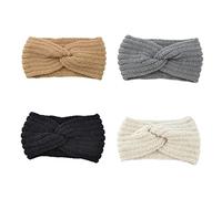 Beaupretty Bandeaux En Laine Tricotée Pour Femmes 4pcs Cache-oreilles Couleurs Noir Beige Camel Gris Élastique Et Confortable Accessoires D'hiver
