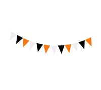 Beaupretty Banderole Fanions Triangle Halloween Orange Noir Blanc Décoration Suspendue Extérieure pour Fête Thématique