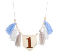 Beaupretty Bannière de Chaise Haute pour Premier Anniversaire Décoration avec Pompons Laine et Perles Bois Guirlande Tassel pour Fête Danniversaire Fille