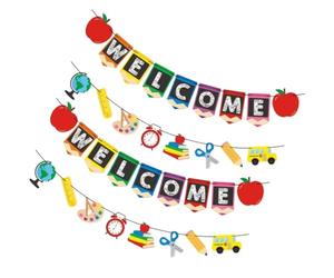 Beaupretty Bannière de Design Lettrage Welcome Rentrée Scolaire 4pcs en Papier pour Décoration de Classe pour Accueillir Garçon et Filles
