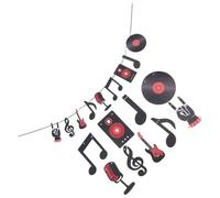 Beaupretty Bannière Rock And Roll en Carton Épais 2 Pièces, Décorations Musicales Noires, Guirlande Notes de Musique pour Fête à Thème Anniversaire et Soirée Musicale