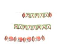 Beaupretty Bannière Suspendue Anniversaire Rugby 2 Pièces en Papier Impression Claire et Vive, Style Sportif Facile à Accrocher pour Fenêtres et Jardins
