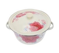 Beaupretty Bassin Style Aléatoire de Pendaison de Crémaillère Vintage Émaillé avec Double Poignée et Couvercle, Lisse et Étanchéité, pour Conserver Aliments