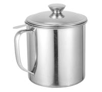 Beaupretty Bidon D'huile en Acier Inoxydable 410 avec Filtre Tamis à Mailles Fines 1,8l Manche en Acier Cuisine Domestique et Professionnelle, Récipient de Stockage D'huile et Graisse